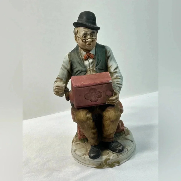 Vintage Old  Man with Music Box Bisque Figurine - Picture 6 of 10
